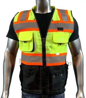 REXZUS C Vest For Mens  Black Series Serveyors Utility Pockets Safety Vests Premium Black Series Serveyors Vest