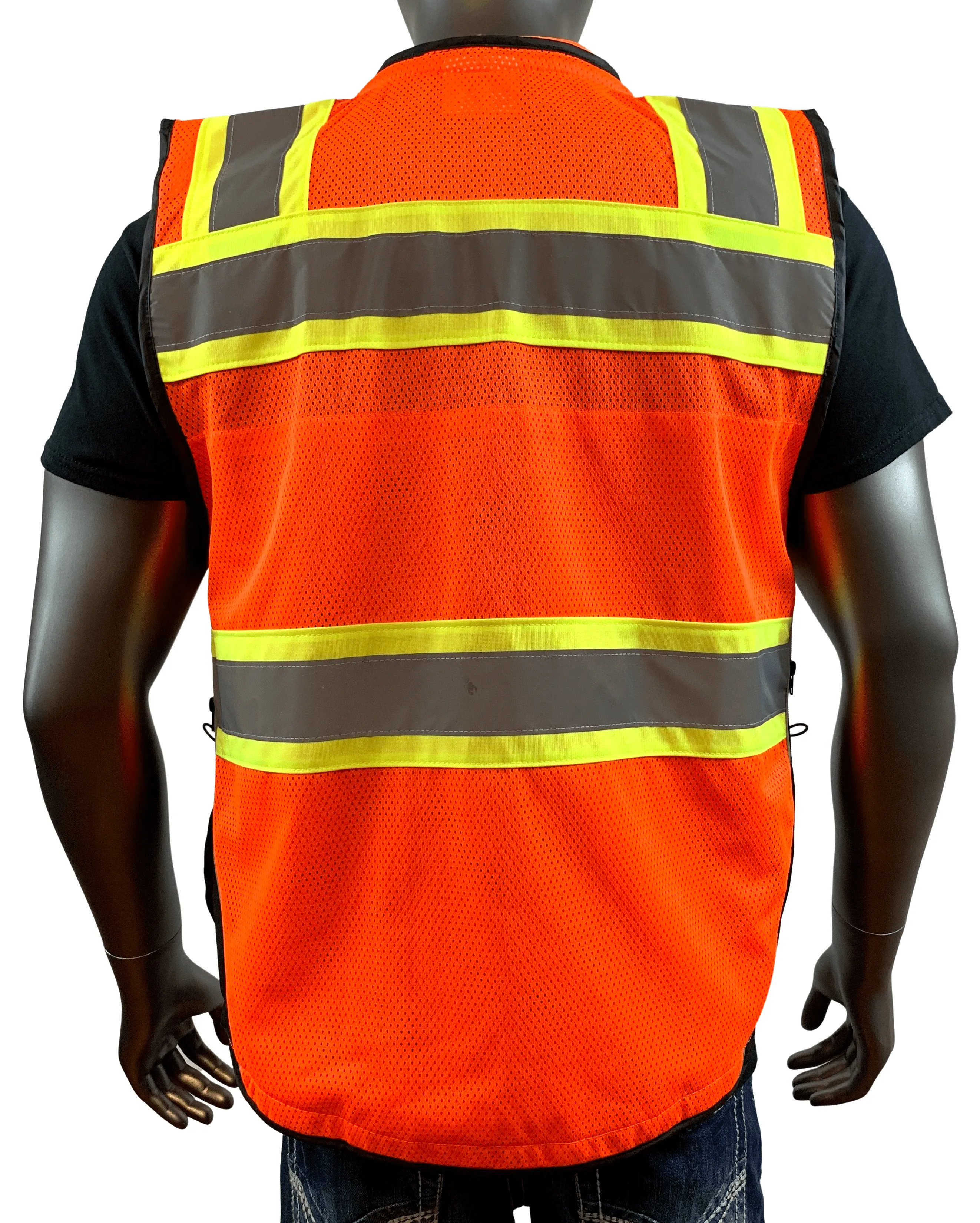 REXZUS C Vest For Mens  Black Series Serveyors Utility Pockets Safety Vests Premium Black Series Serveyors Vest