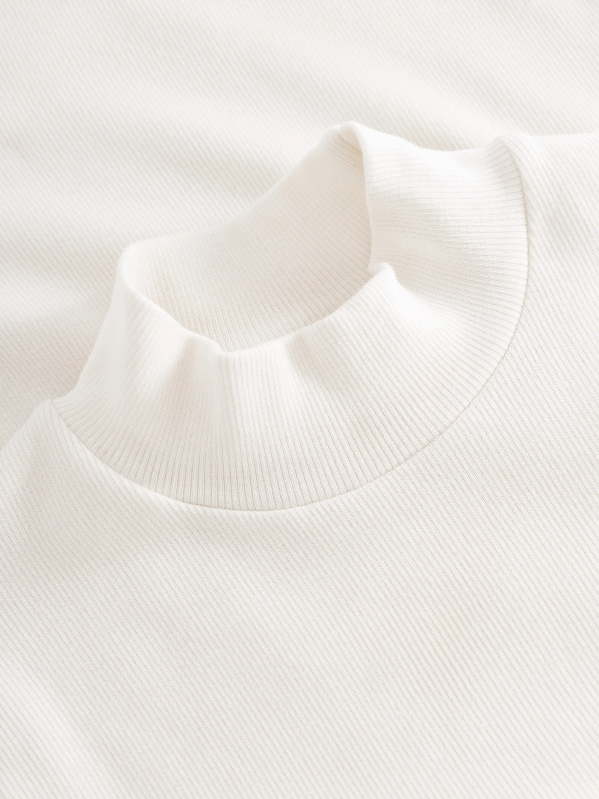 Rib high neck long sleeve - Snow White