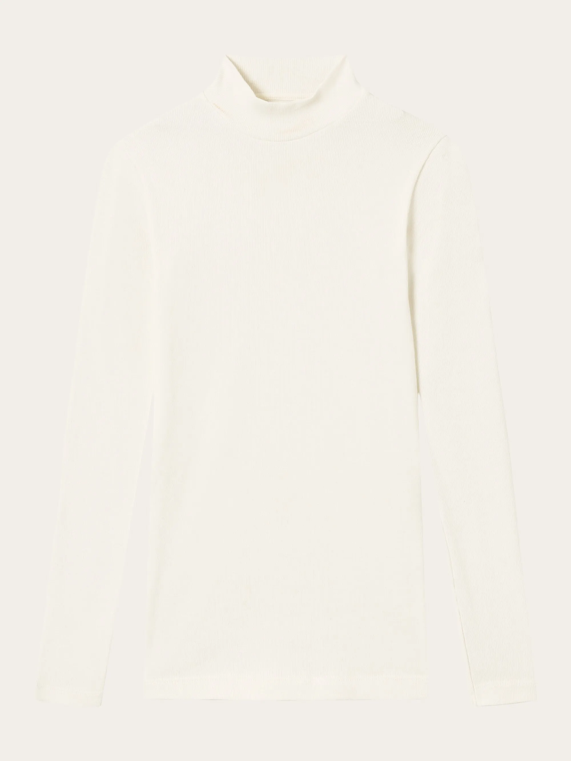 Rib high neck long sleeve - Snow White
