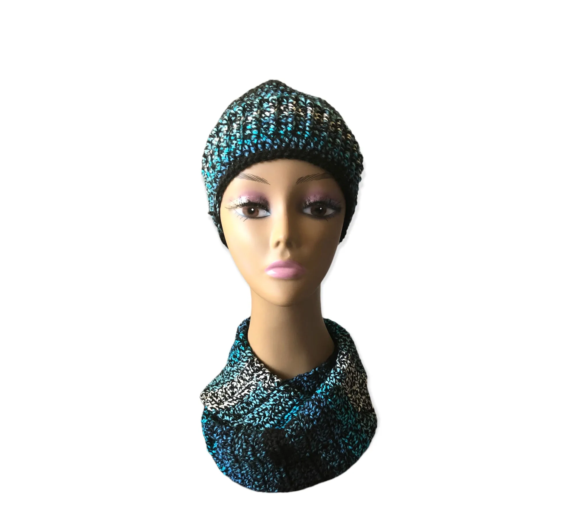 Ridge Black Beanie and Scarf Set