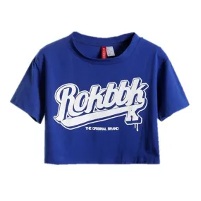 ROKBBK Letter Print Harajuku Style Crop Top Shirt