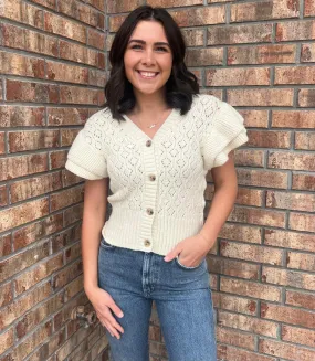 Ruffled Sleeve Sweater Cardi Top