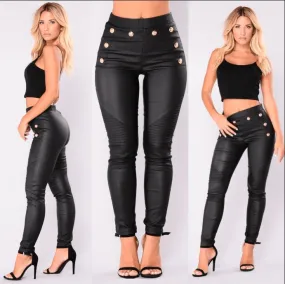 Sexy Leather High Waist Stretch Skinny Pants