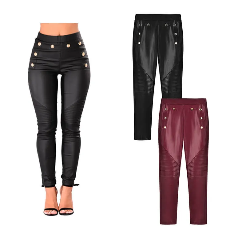 Sexy Leather High Waist Stretch Skinny Pants