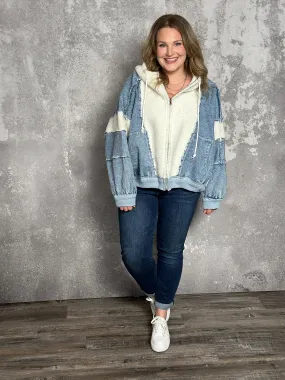 Sherpa/Denim Jacket - Ivory