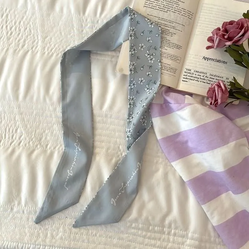 Silk Scarf Ribbon Ponytail Bow - Letter Headband Accessory (Set of 2pcs.)