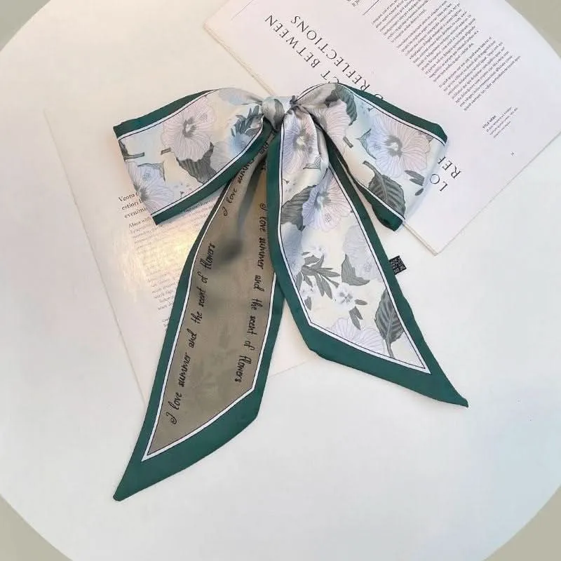 Silk Scarf Ribbon Ponytail Bow - Letter Headband Accessory (Set of 2pcs.)