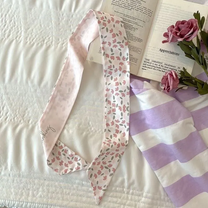 Silk Scarf Ribbon Ponytail Bow - Letter Headband Accessory (Set of 2pcs.)