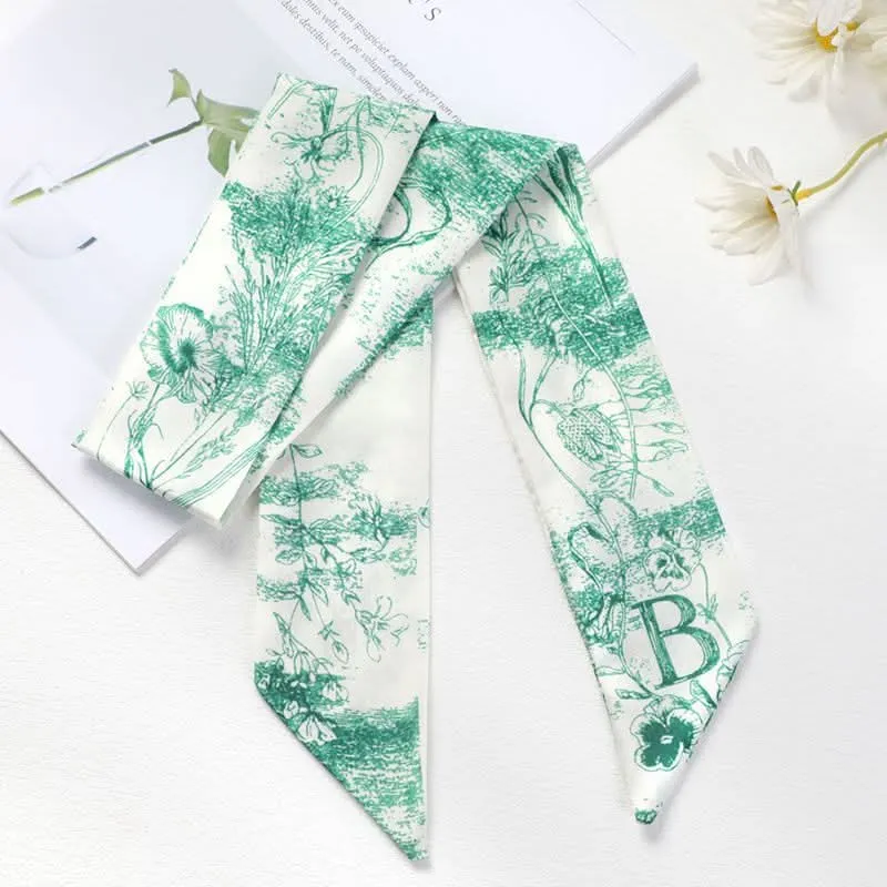 Silk Scarf Ribbon Ponytail Bow - Letter Headband Accessory (Set of 2pcs.)