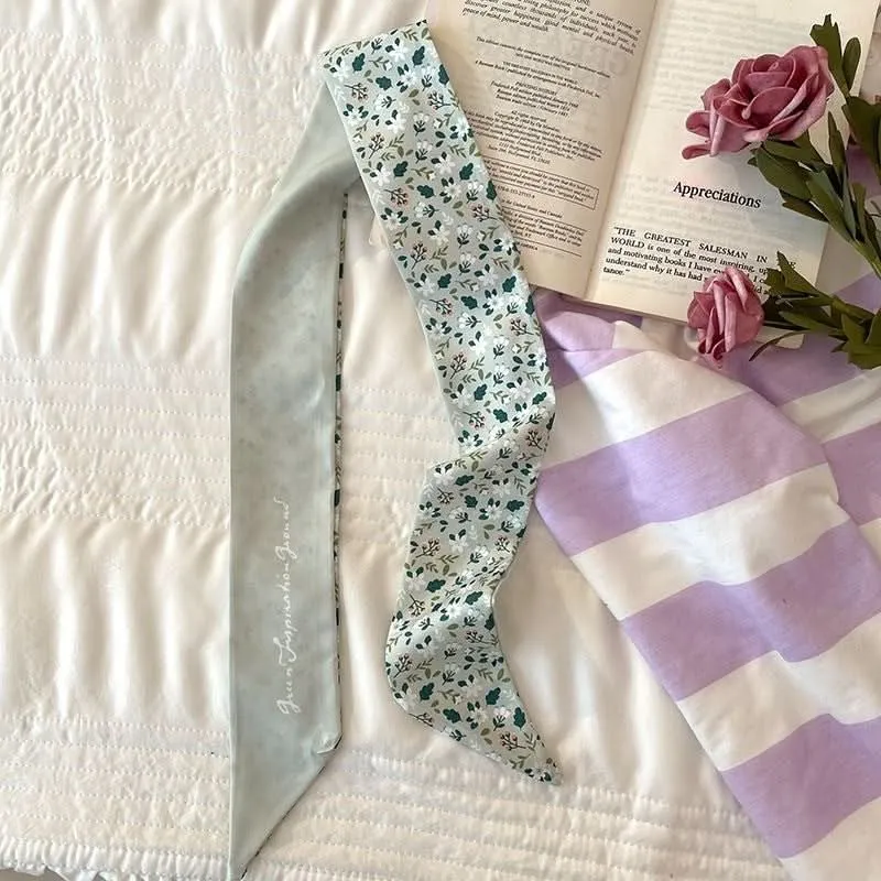 Silk Scarf Ribbon Ponytail Bow - Letter Headband Accessory (Set of 2pcs.)