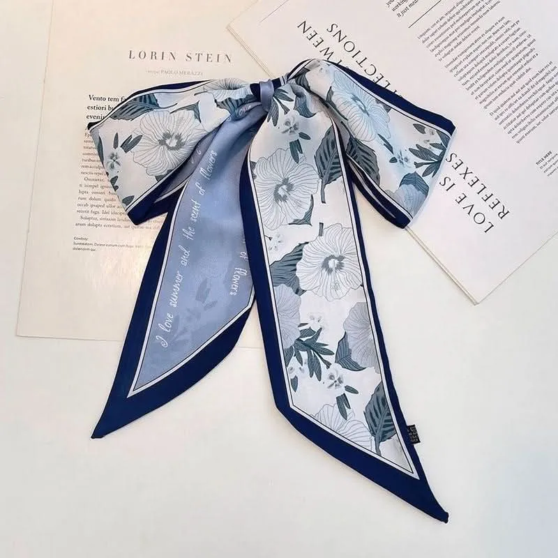 Silk Scarf Ribbon Ponytail Bow - Letter Headband Accessory (Set of 2pcs.)