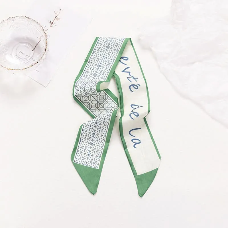Silk Scarf Ribbon Ponytail Bow - Letter Headband Accessory (Set of 2pcs.)