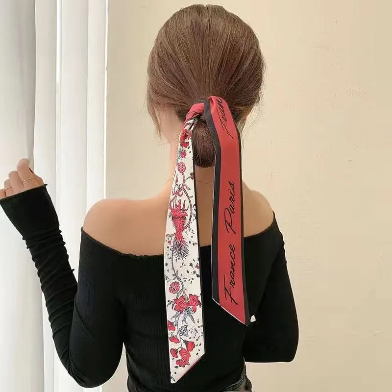 Silk Scarf Ribbon Ponytail Bow - Letter Headband Accessory (Set of 2pcs.)