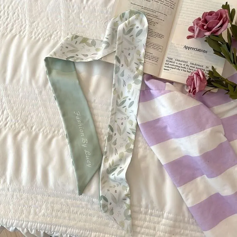 Silk Scarf Ribbon Ponytail Bow - Letter Headband Accessory (Set of 2pcs.)