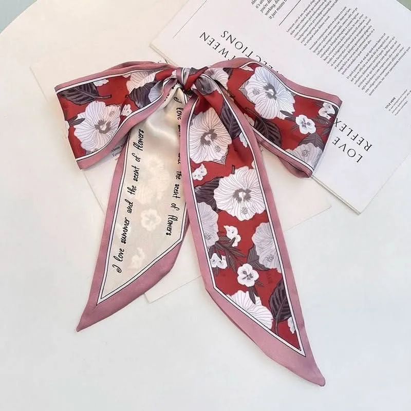 Silk Scarf Ribbon Ponytail Bow - Letter Headband Accessory (Set of 2pcs.)