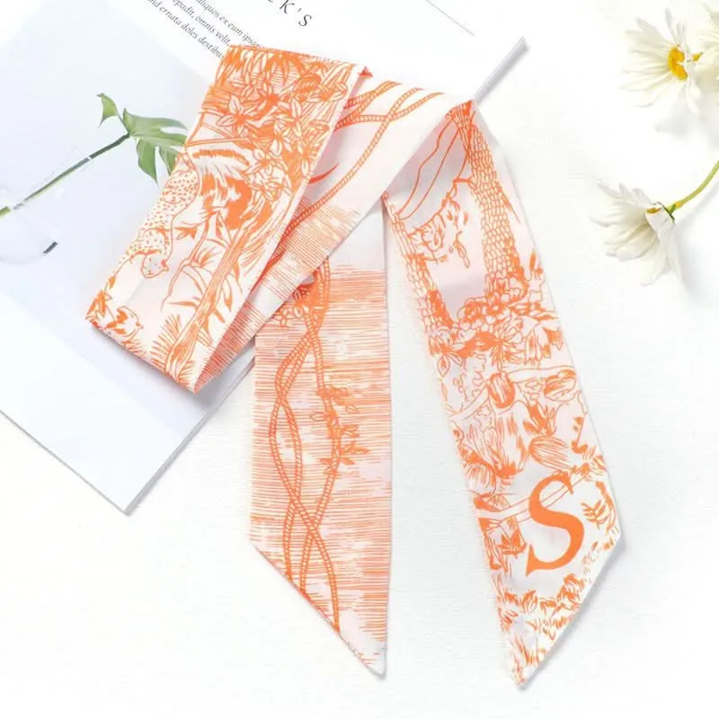 Silk Scarf Ribbon Ponytail Bow - Letter Headband Accessory (Set of 2pcs.)
