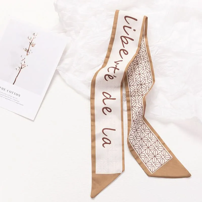 Silk Scarf Ribbon Ponytail Bow - Letter Headband Accessory (Set of 2pcs.)
