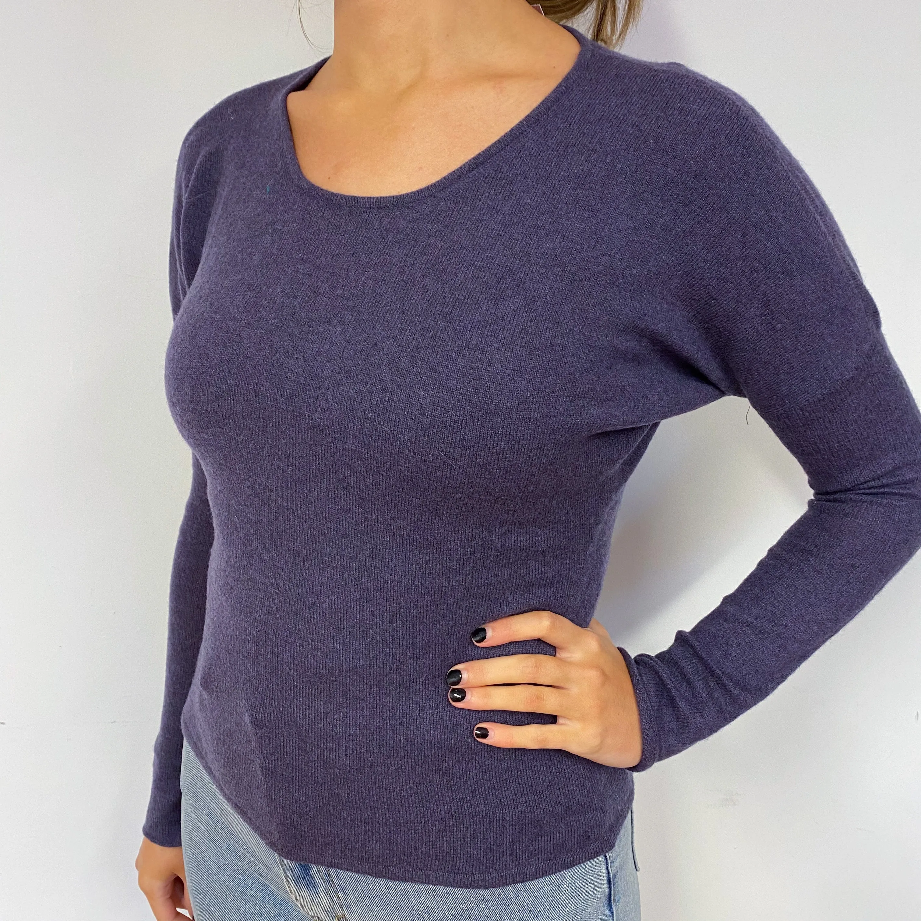 Slate Purple Cashmere Crew Neck Jumper Small