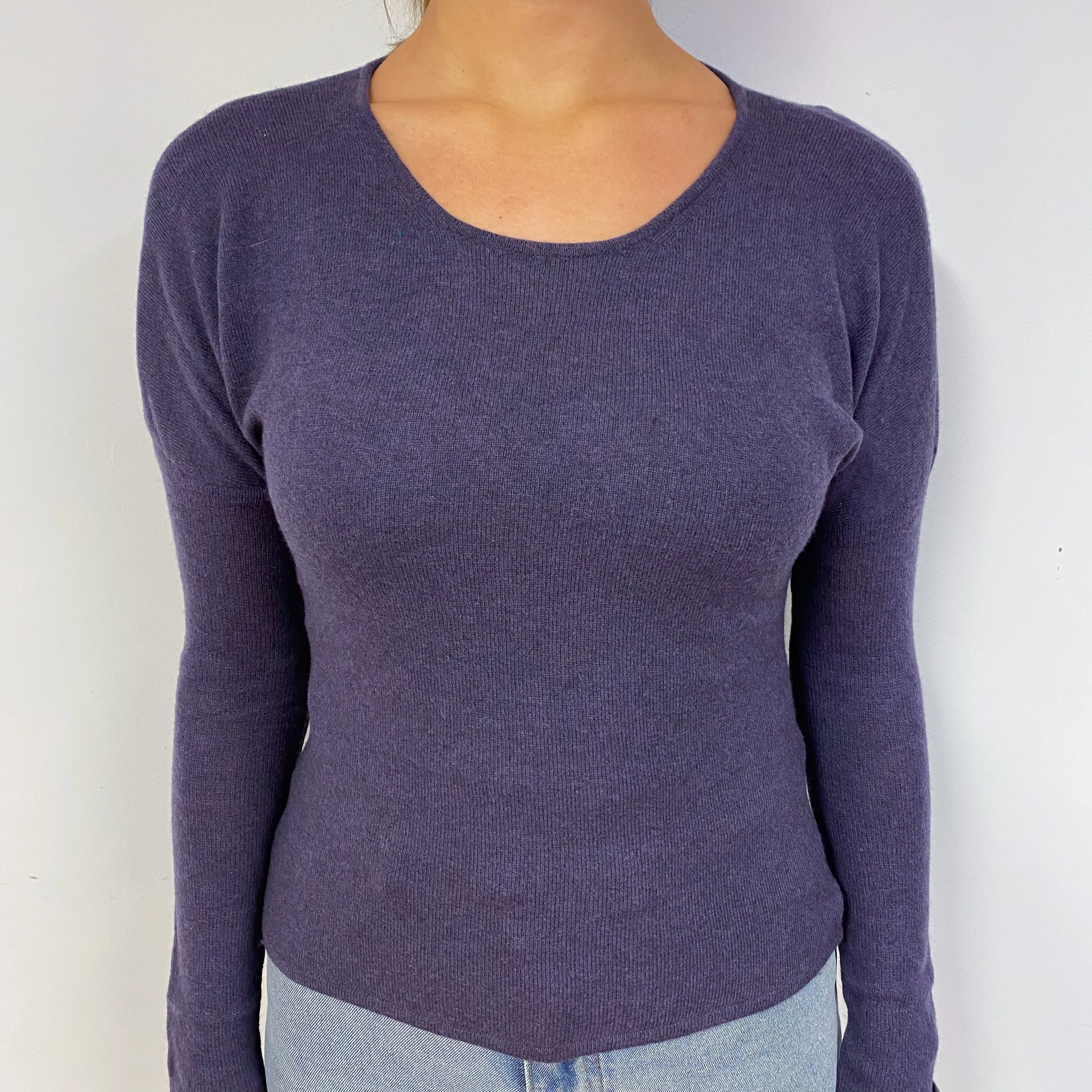 Slate Purple Cashmere Crew Neck Jumper Small