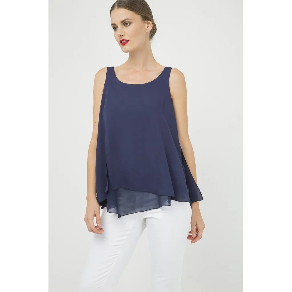 Sleeveless Blue Layer Top