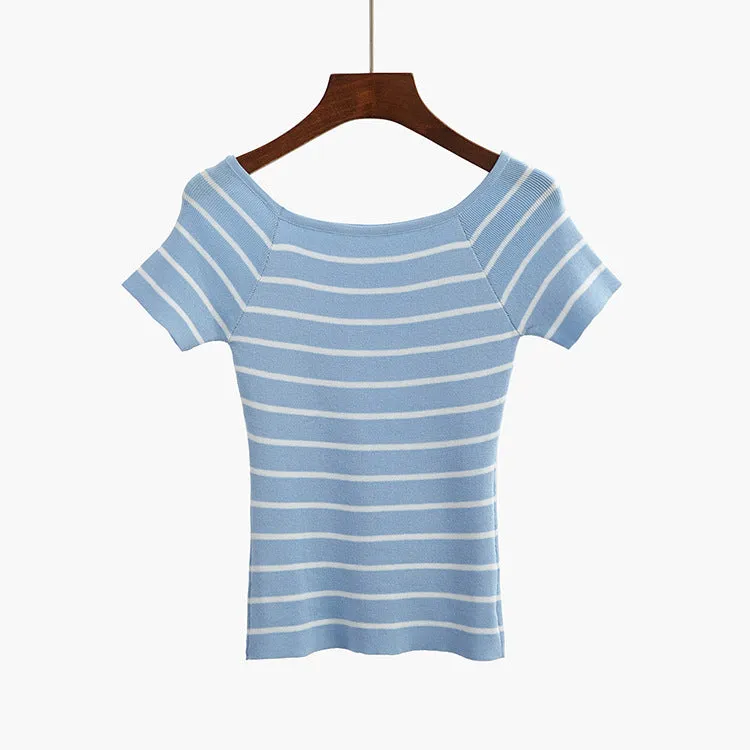 Slim Fit Striped Crochet Shirt