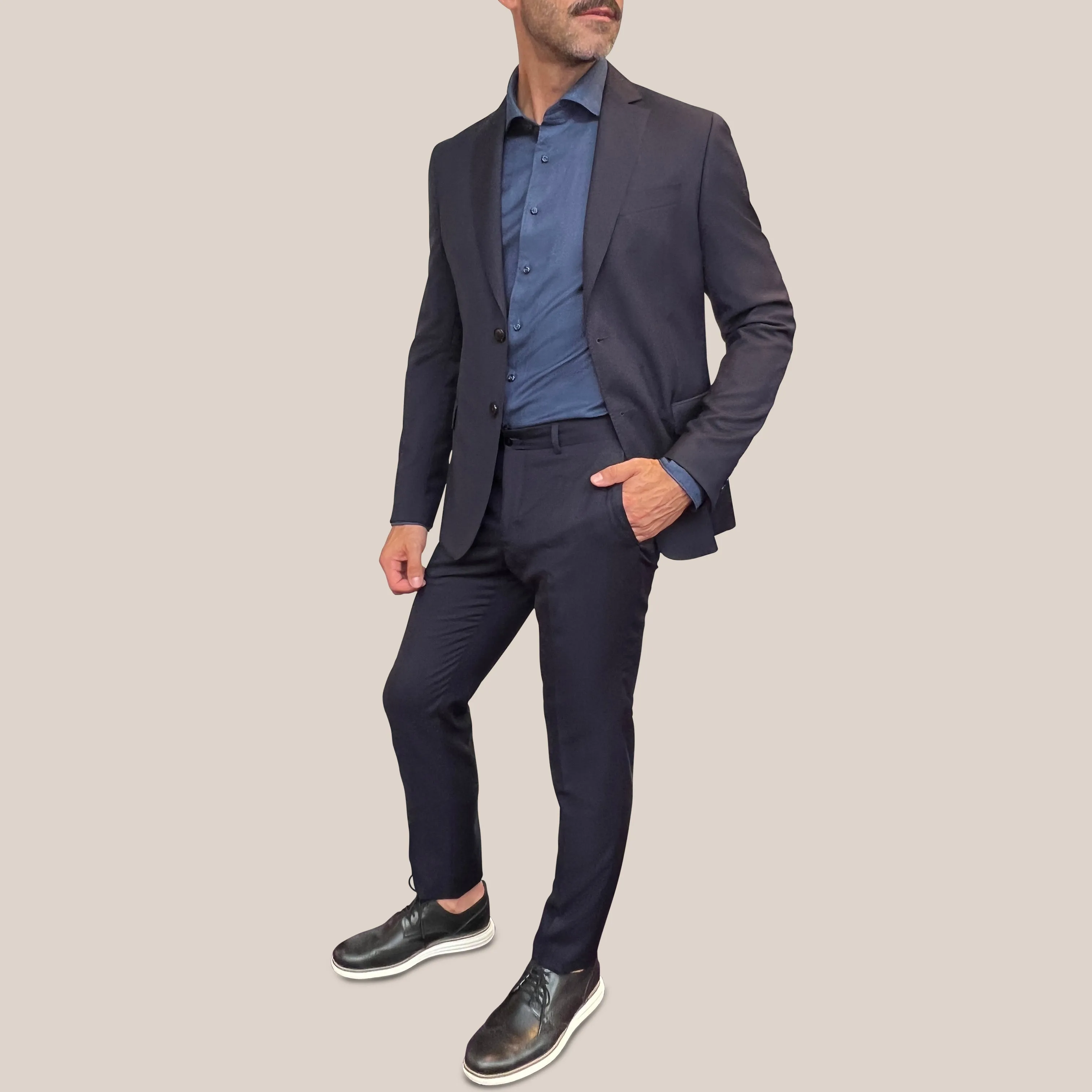 Slim Fit Wool Pant - Navy