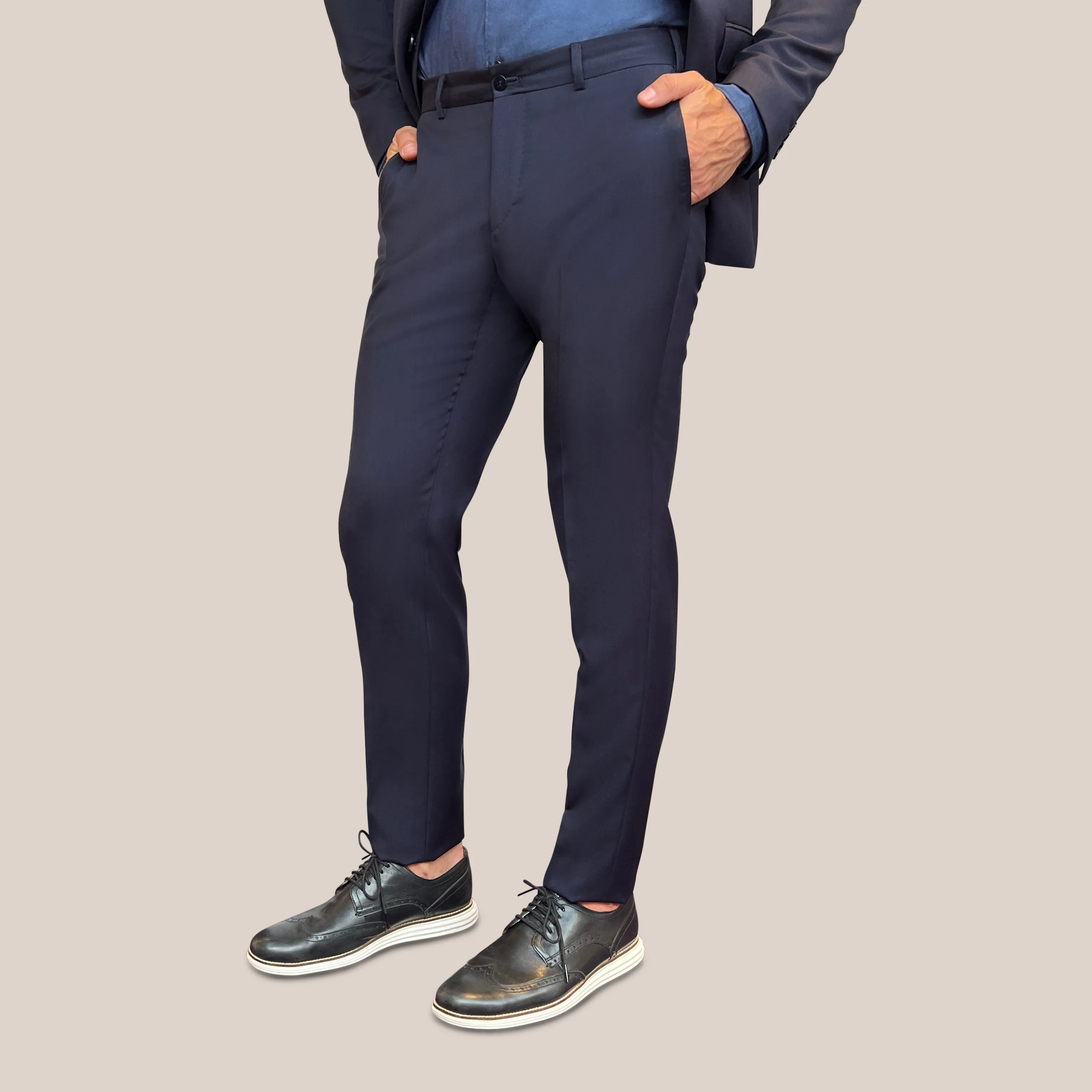 Slim Fit Wool Pant - Navy