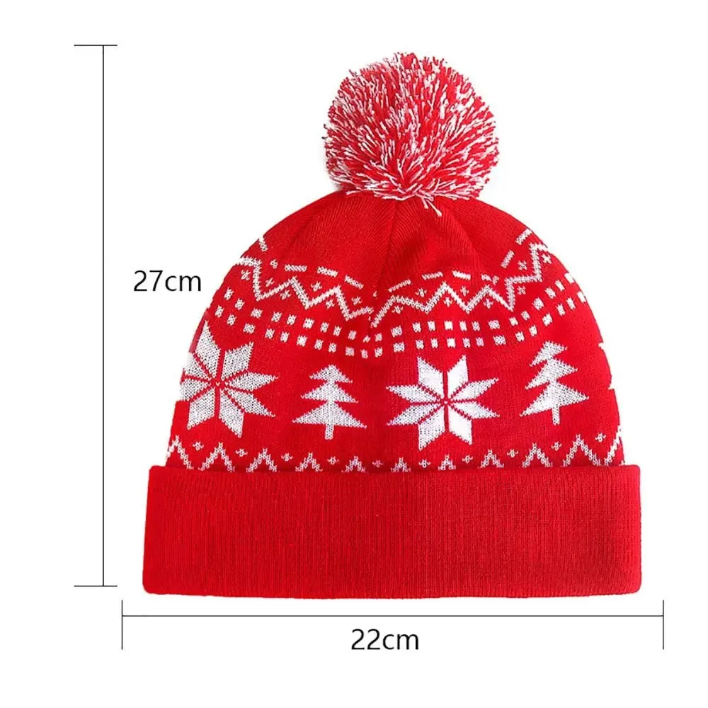 Snowflake Woolen Winter Warm Fur Ball Knitted Christmas Hat