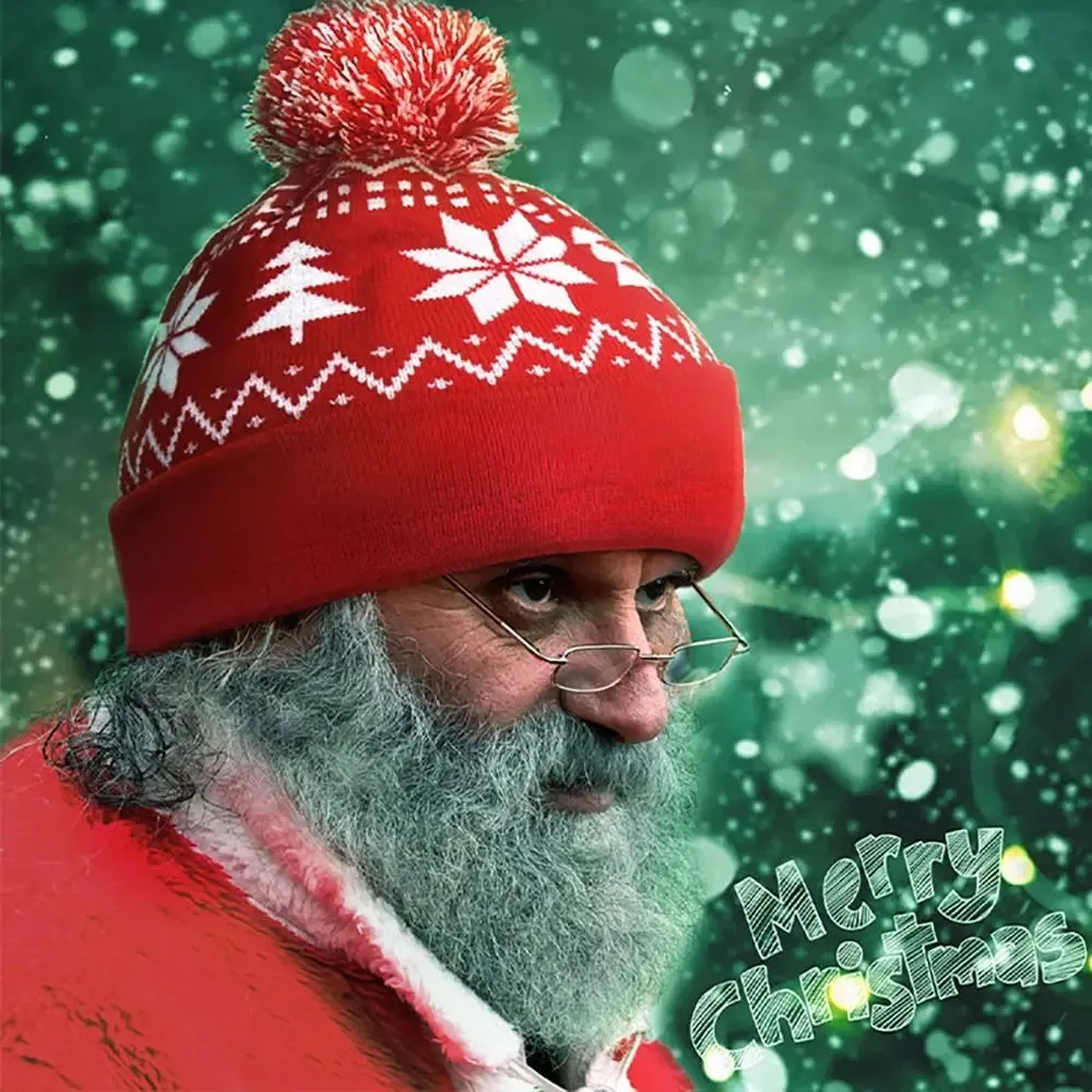 Snowflake Woolen Winter Warm Fur Ball Knitted Christmas Hat
