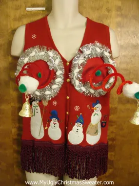 Snowman Family Ugly Christmas Jumper Vest Naughty Sweater