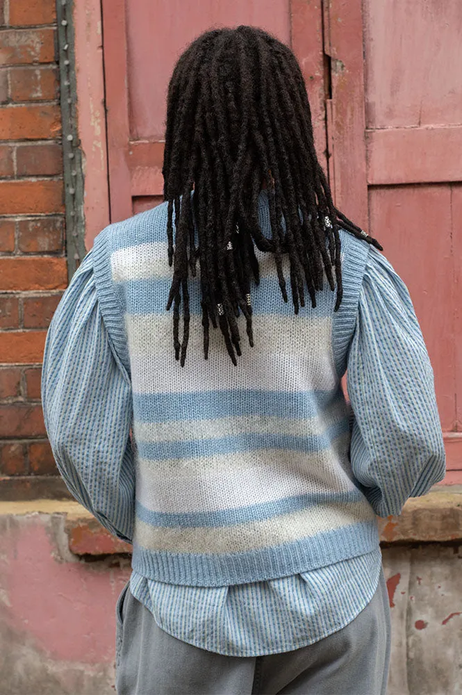 Stella Nova Striped Mohair Creme Blue Stripe Vest