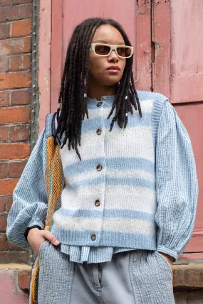 Stella Nova Striped Mohair Creme Blue Stripe Vest