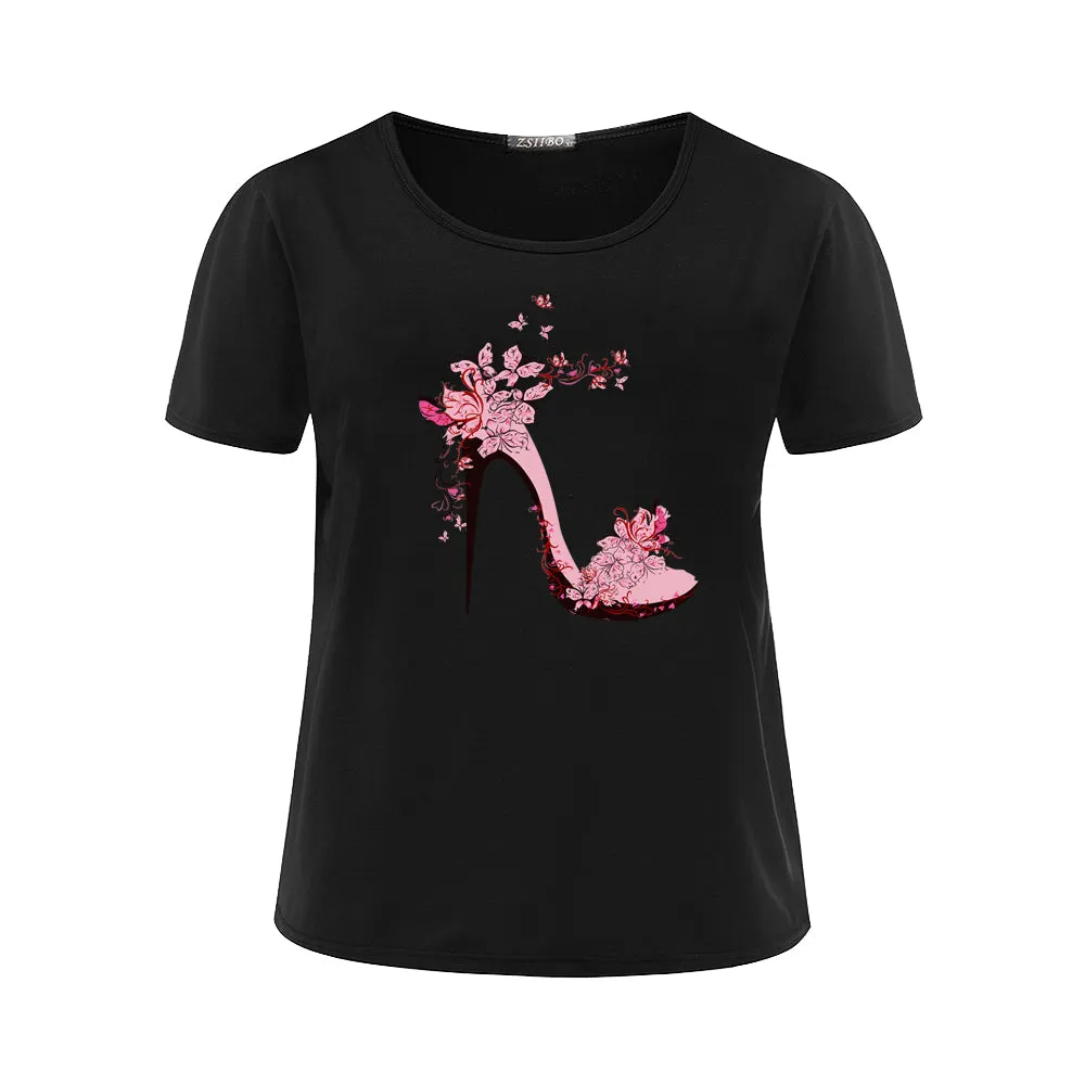 T Shirt High Heeled Shoe Print