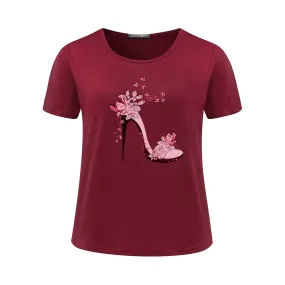 T Shirt High Heeled Shoe Print