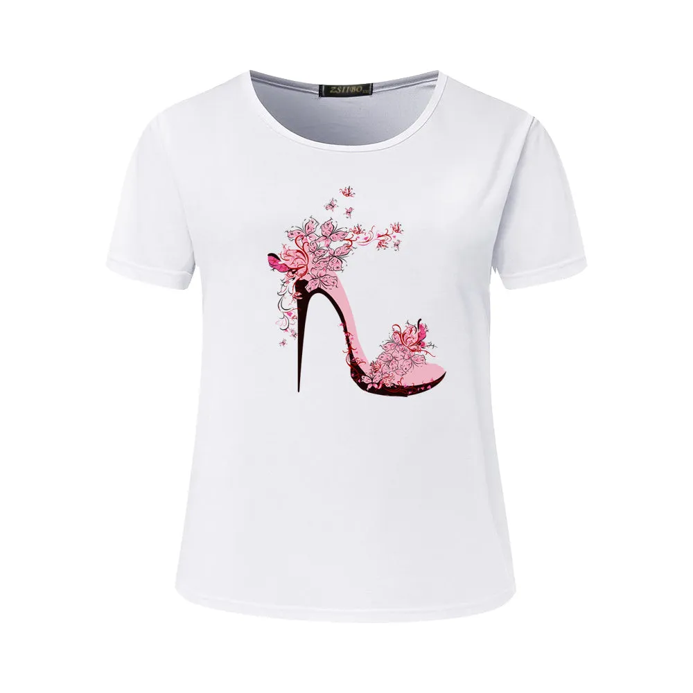 T Shirt High Heeled Shoe Print