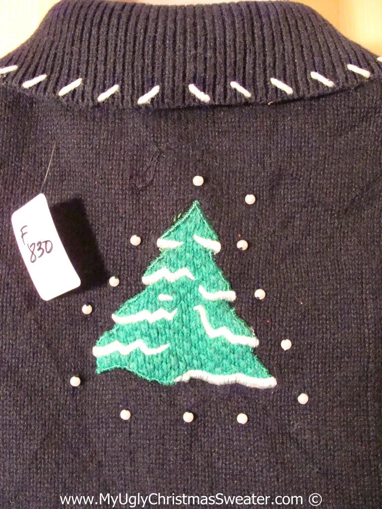 Tacky Christmas Sweater Party Ugly Sweater Vest with Skiing Snowmen in a Winter Wonderland (f830)