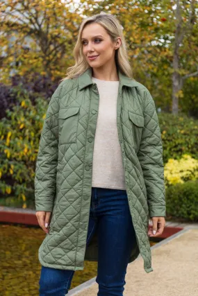 Tanzia Green Quilted Coat