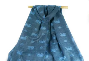 Teal Blue Elephant Charm Pashmina Scarf Bohemian Shawl
