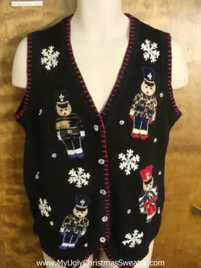 Teddy Bear Nutcracker Funny Ugly Sweater Vest for a Christmas Party