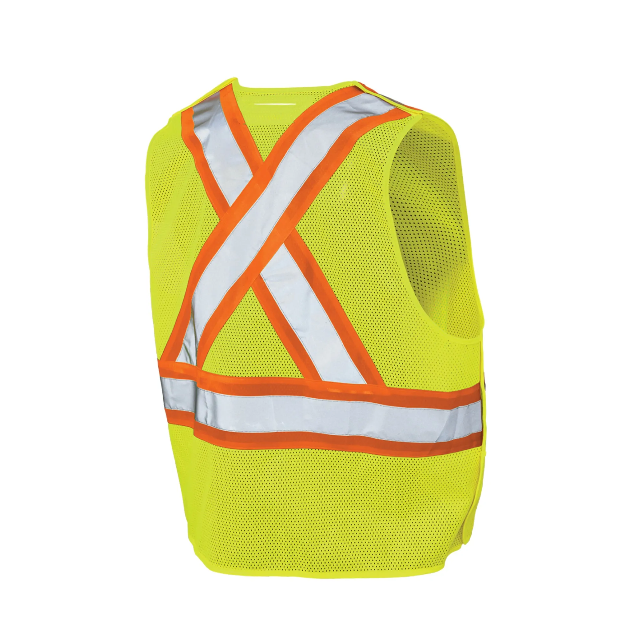 Tough Duck Men's Hi Vis Safety Work Vest S9I0 - CSA Birdseye Mesh, Tearaway, Reflective, Safety Harness Opening, Pockets, ANSI Compliant | Sizes S-3XL