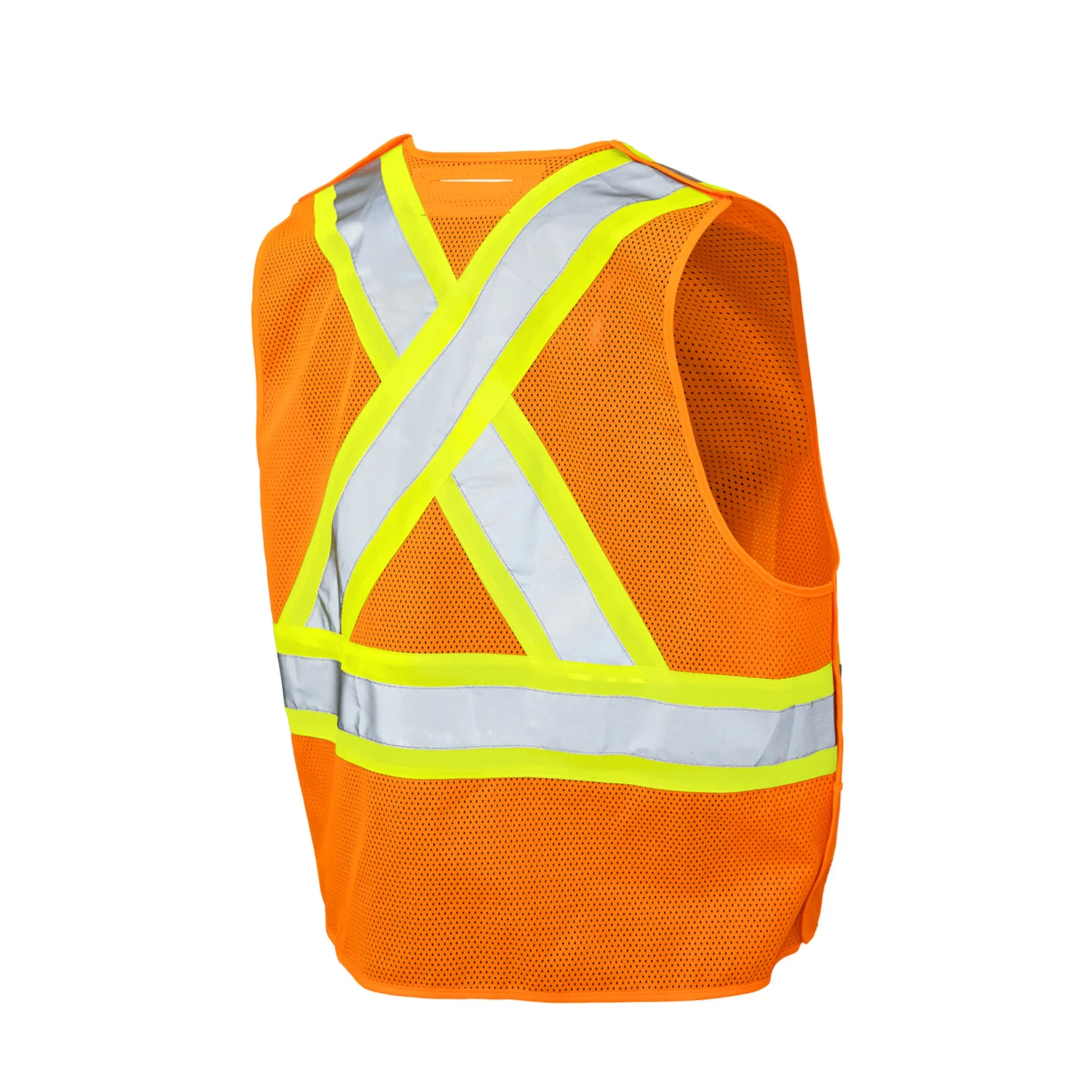 Tough Duck Men's Hi Vis Safety Work Vest S9I0 - CSA Birdseye Mesh, Tearaway, Reflective, Safety Harness Opening, Pockets, ANSI Compliant | Sizes S-3XL