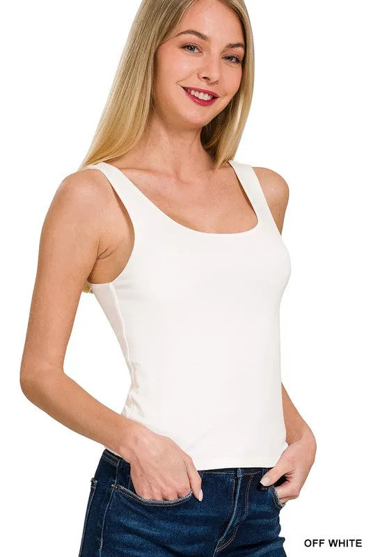 Two Layer Round Neck Tank (off white)