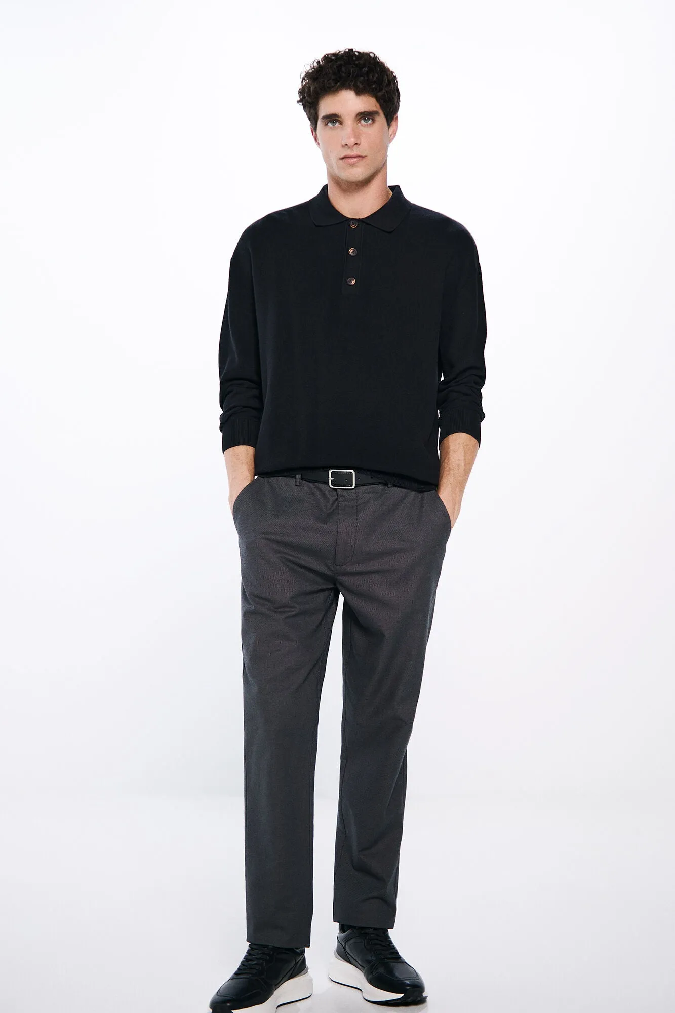 Two-tone textured chinos trousers