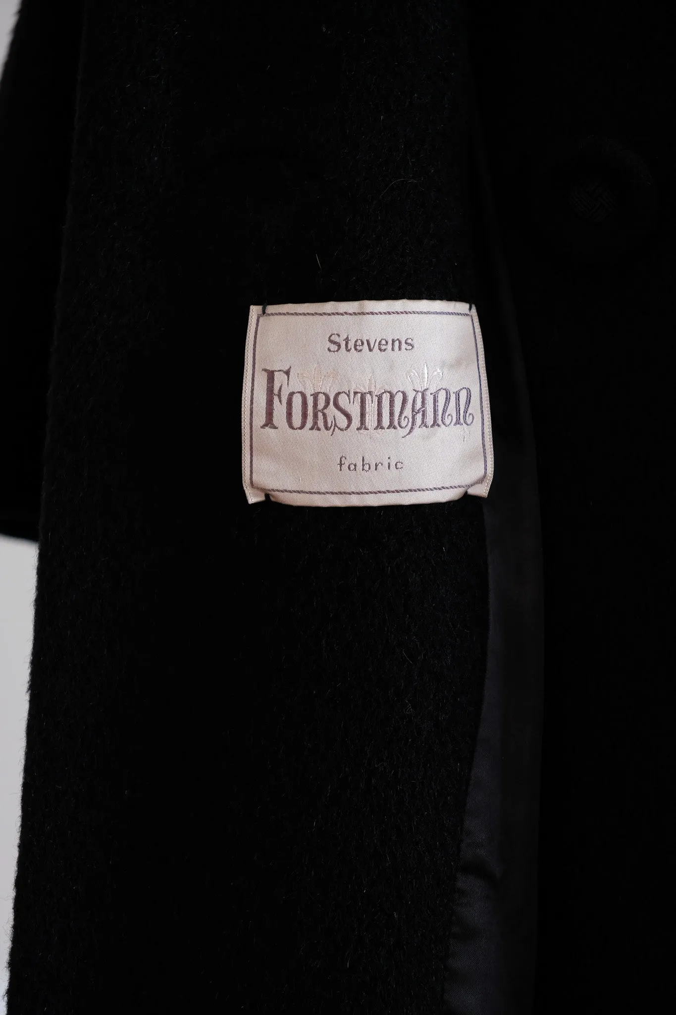 Vintage 1960's Black Wool Forstmann Cocoon Coat / ML