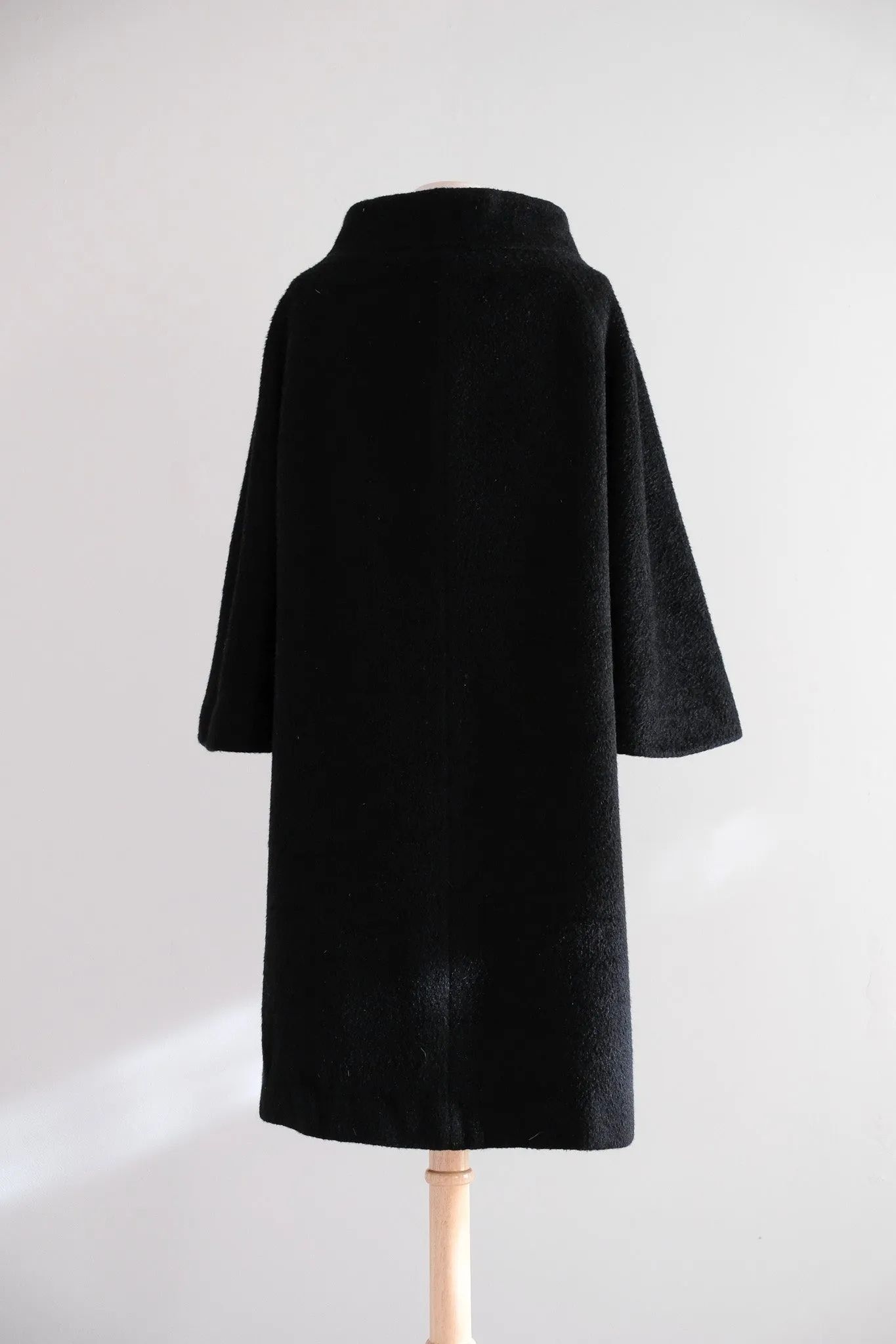 Vintage 1960's Black Wool Forstmann Cocoon Coat / ML