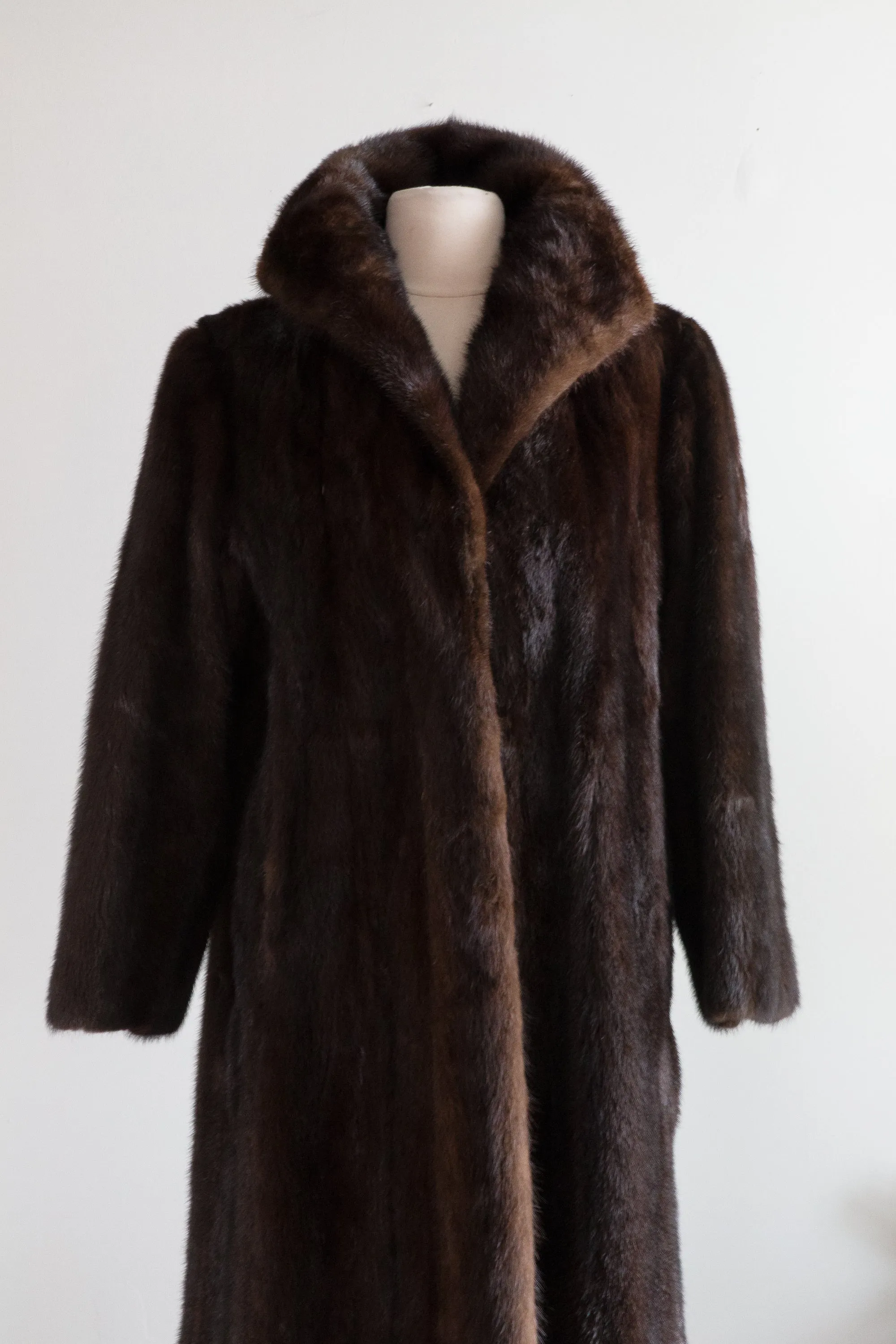 Vintage Chocolate Mink Fur Coat by Ferninando Celio / Medium
