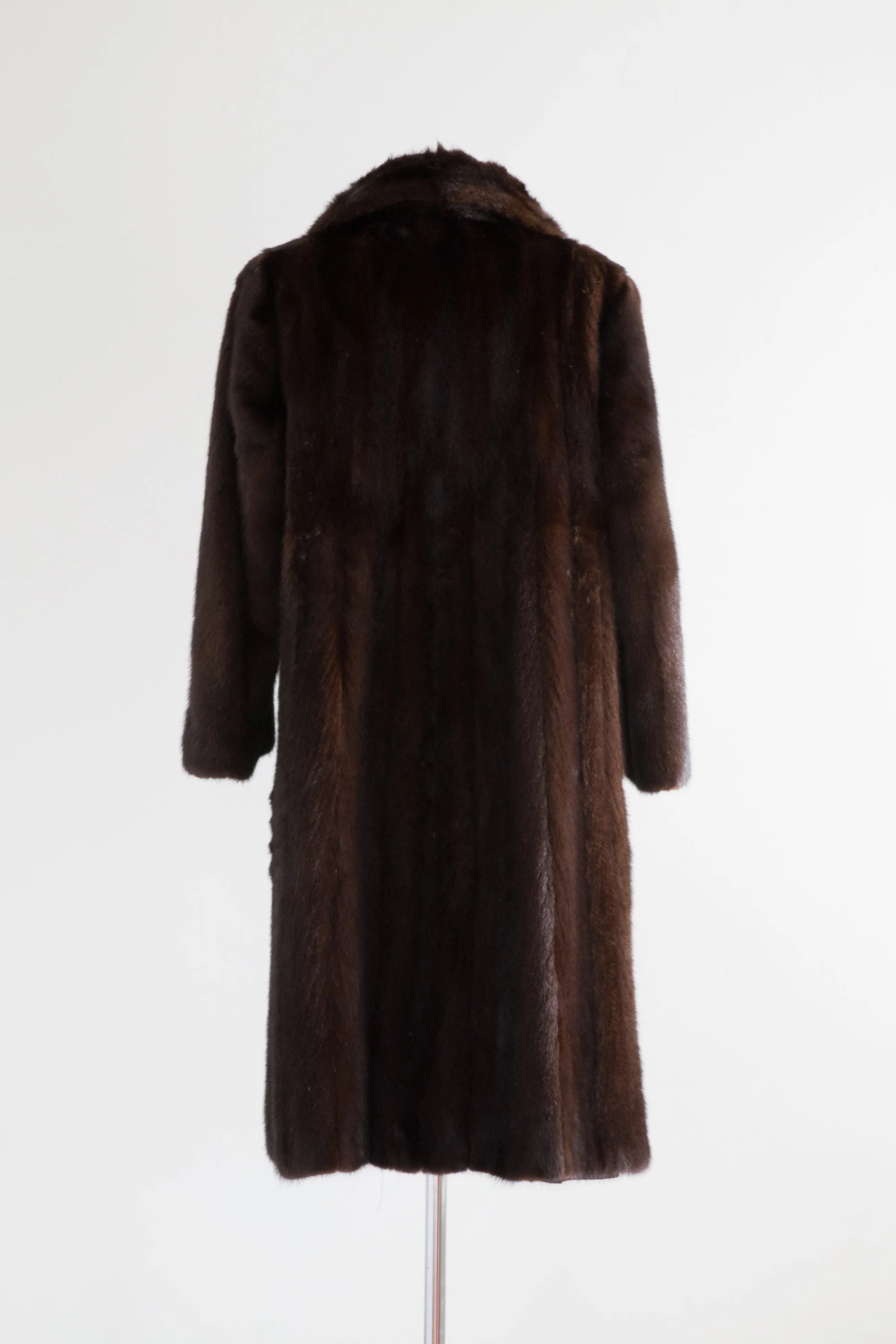 Vintage Chocolate Mink Fur Coat by Ferninando Celio / Medium