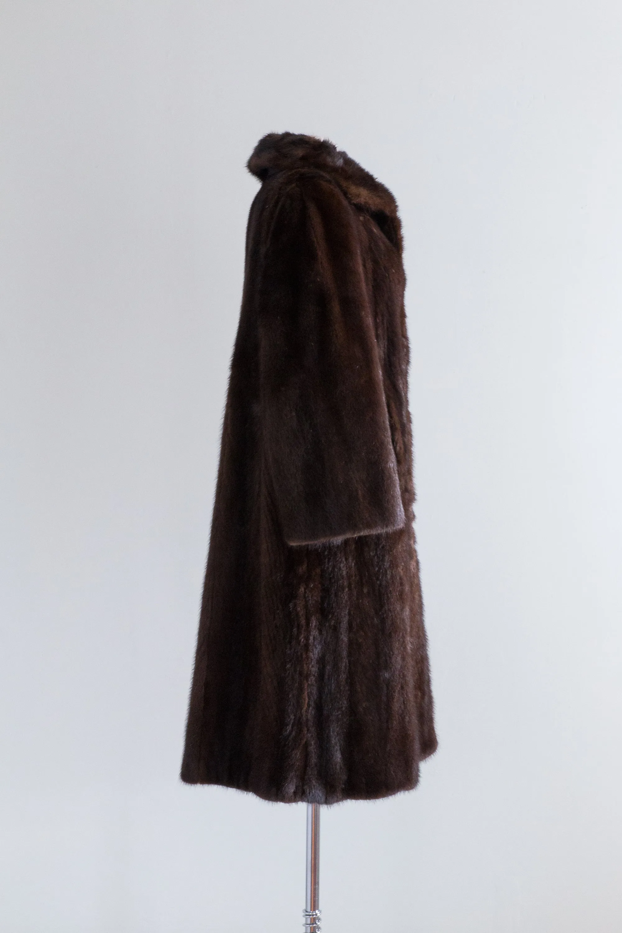 Vintage Chocolate Mink Fur Coat by Ferninando Celio / Medium