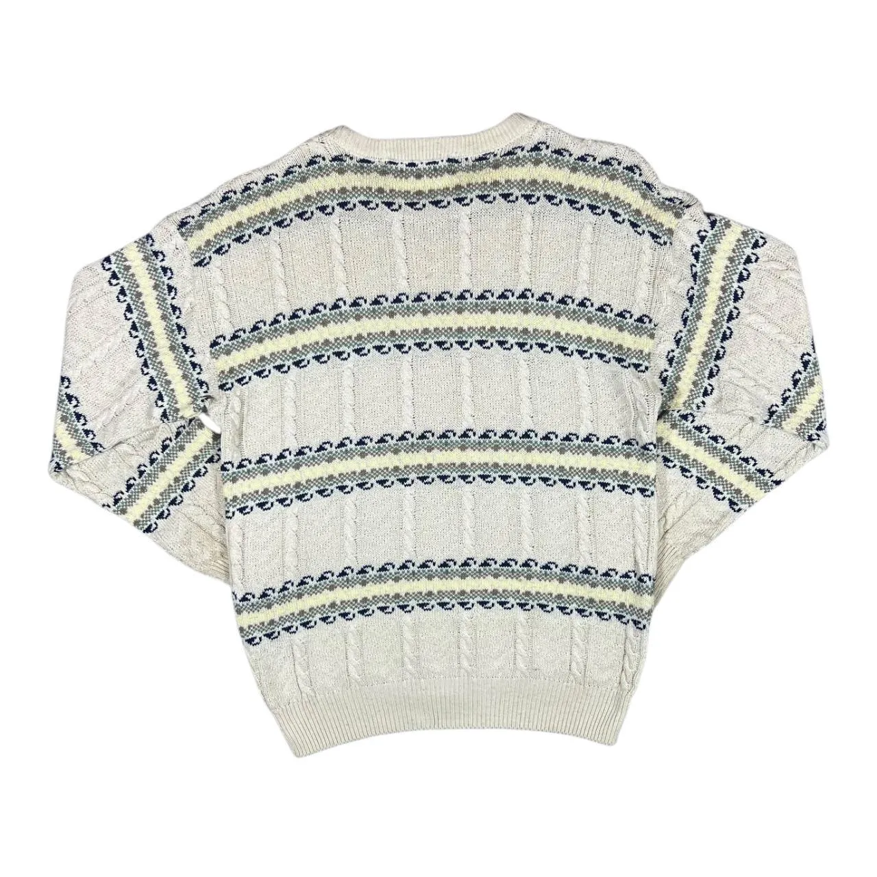 Vintage DUNN & CO. Grandad Patterned Cable Knit Crewneck Jumper Sweater